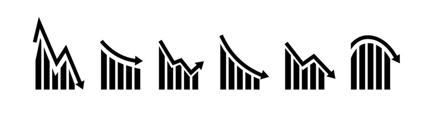 Growth vector icon. Graph or diagram with arrow going up and down. Vector