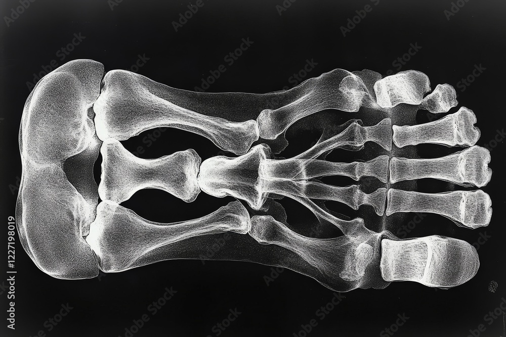 Poster detailed view of a human foot's skeletal structure highlighting bones and joints