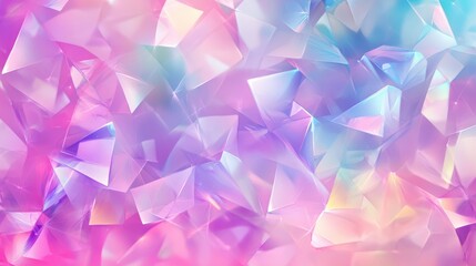 Fototapeta premium Holographic background with fairy crystal. Rainbow reflexes in pink and purple color. Abstract trendy pattern. Texture with magical effect.