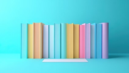 Fototapeta premium Colorful Books on Blue Background