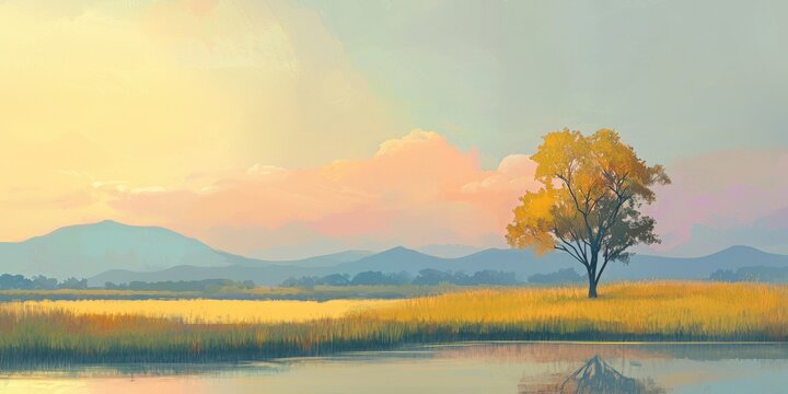 Restoration of wetland ecosystem with apex predators nature landscape