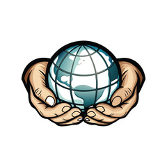 Create a photorealistic image of a detailed globe cradled gently in two human hands, emphasizing the fragility and importance of our planet.