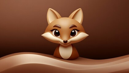 Fototapeta premium Fox emoji icon with warm sepia tones on a smooth cocoa brown background
