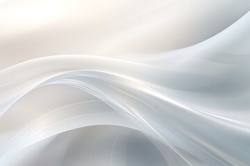 A soft, flowing abstract background with smooth, silky waves in white and light gray tones, creating a calm and elegant visual appeal.