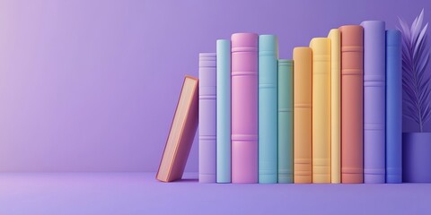 Fototapeta premium Colorful Bookshelf with Rainbow Books