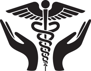 A simple caduceus black silhouette of a symbol.