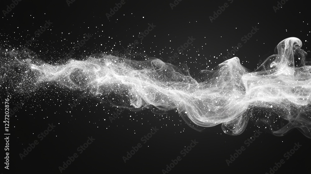 Poster design element combining explosion smoke on an isolated black background with an abstract texture ov