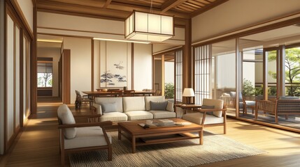 Modern Japanese Style Living Room Interior Design