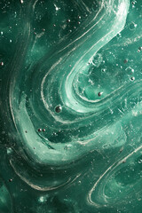 Obraz premium Abstract swirling turquoise liquid with dynamic wave patterns and bubbles, symbolizing energy, creativity, and fluid motion