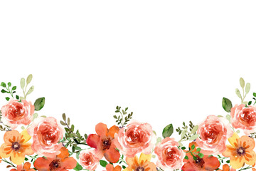 Decorate your designs with a watercolor flower frame isolated on a white background.