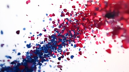 Fototapeta premium Red blue confetti swirl, white background, celebratory event, design element