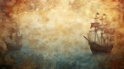 The gritty textures of a nautical grunge background, with pirate flags and aged ropes, evoke the spirit of the high seas and adventure.