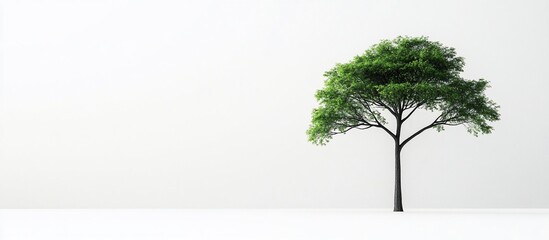 Obraz premium Single tree, white background, studio shot, nature, website banner