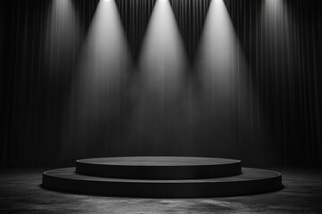 Spotlit performance stage designed for theatrical productions or events during evening performances