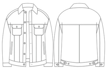 women denim jacket vector design .Technical sketch illustration design