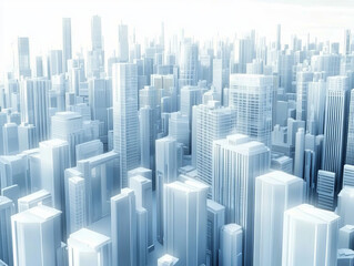 Obraz premium Urban Skyline Abstract: A captivating, minimalist rendering of a modern city skyline, with towering structures reaching towards a luminous sky.