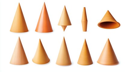 Outline collection of cone silhouettes in various styles and arrangements on a white background