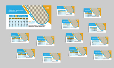 Monthly calendar template for 2026 year. vector
