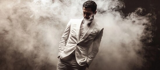 Smoggy Studio Portrait Man in White Suit