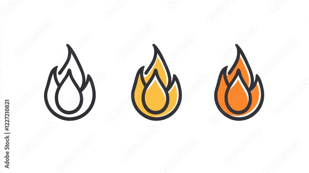 Leinwandbilder fire icons in different colors representing various intensities and heat levels suitable for digital
