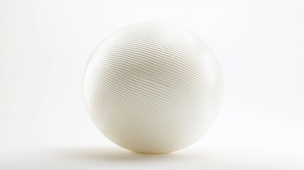 White textured sphere studio shot, minimalist background, exercise ball