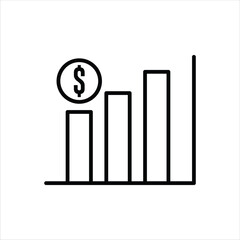 Bar Graph Line Icons Design Elements Illustration
