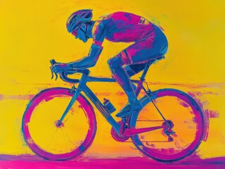 Cycling Adventure Urban Landscape Fauvist Art Vibrant Colors Dynamic Perspective
