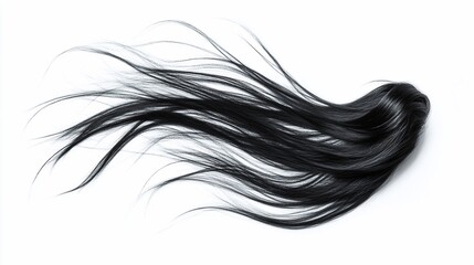 Flowing black hair, studio shot, white background, haircare advertising