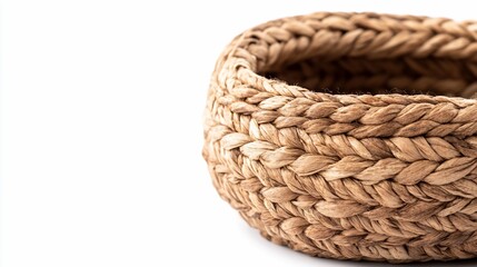 Woven seagrass bowl, studio shot, white background, craft storage
