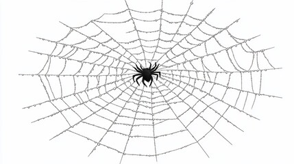 Obraz premium Spiderweb, spider, center, white background, Halloween design