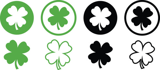 Good luck four leaf clover icon set. four leaf clover isolated icon. four leaf clover line icon. clover icon, vector, silhouette set
 RGB