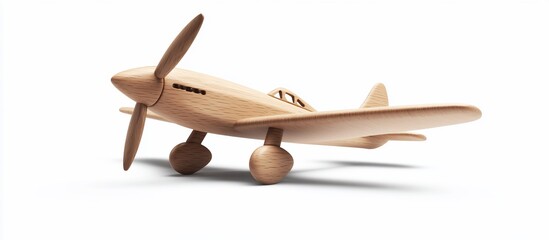 Wooden toy airplane on white background,  isolated, ready for design