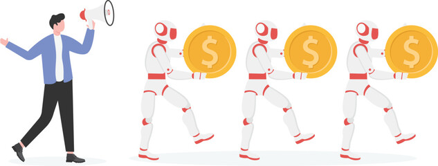 Humans use AI technology to earn money.

