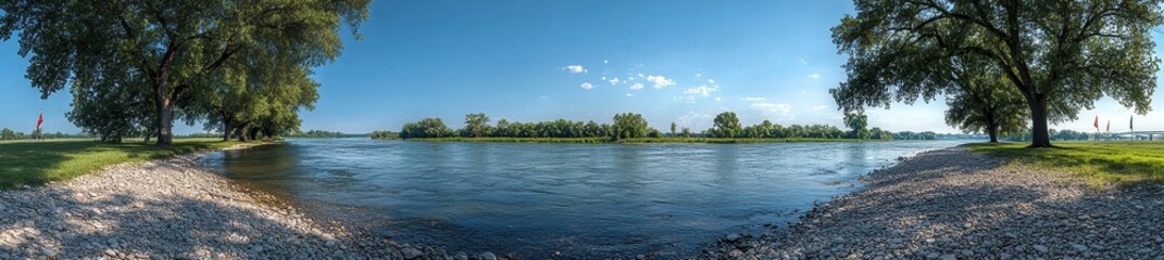 Obraz premium Panoramic shot of the Ohio River taken from the Aurora, Indiana bank in 2015