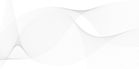 Abstract wavy grey technology lines on transparent background.  Abstract gray curved line for banner design and frequency sound wave line.