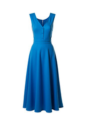 Blue women's dress isolated on white, front view