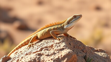Arizona Spinytail Iguana Sunbathing on Desert Rock