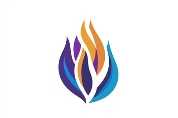 Flame icon designed with vibrant colors and unique shapes representing dynamic energy and warmth in an abstract style. Generative AI