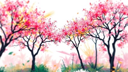 Fototapeta premium Blooming Tree Abstract Brushstrokes - Dynamic Art