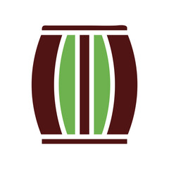 A brown and green barrel vector graphic design