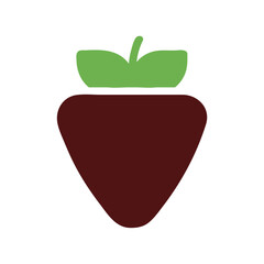 Stylized red fruit with green leaves illustration