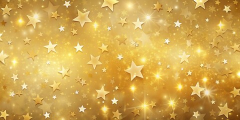 Golden starry night sky with a seamless background of soft yellow hues and twinkling gold stars scattered throughout the darkness , starry, golden