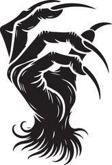 Villen hand silhouette victor style image with white and block background.