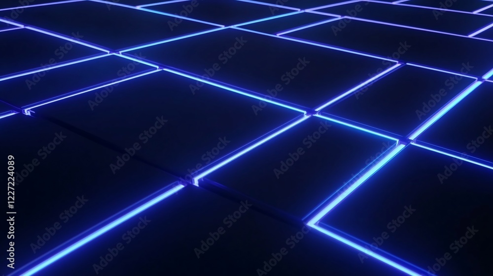 Aufkleber abstract background with glowing blue lines on a dark surface creating a grid pattern