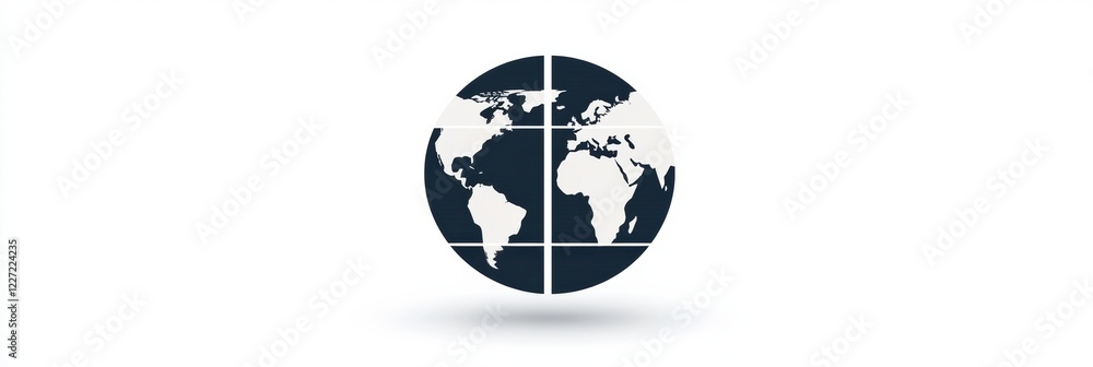 Aufkleber visual representation of earth divided into sections with a focus on continents and oceans showcasin