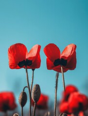 Red poppies on field