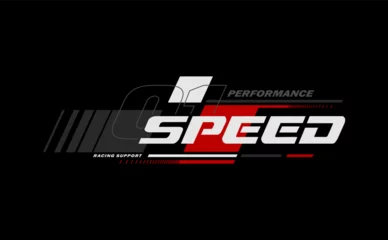 Lichtdoorlatende gordijnen speed modern typography racing apparel and slogan.  © jenny