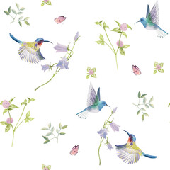 Watercolor floral seamless pattern. Hand drown wild flower. Perfect for digital designs, crafts, decorate and more. © khunchomvectors