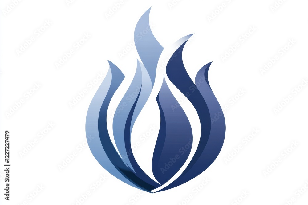 Aufkleber flame icon in blue and white representing energy and warmth in modern design. generative ai