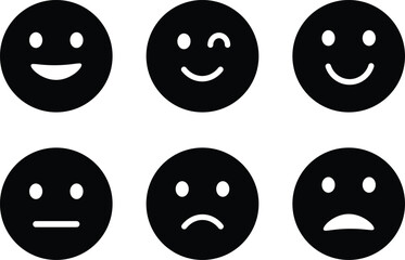 Emoticons icon set. emoji feedback icon set rating happy neutral sad emoji emotions icons. Different emoji symbol Vector Illustration
 RGB